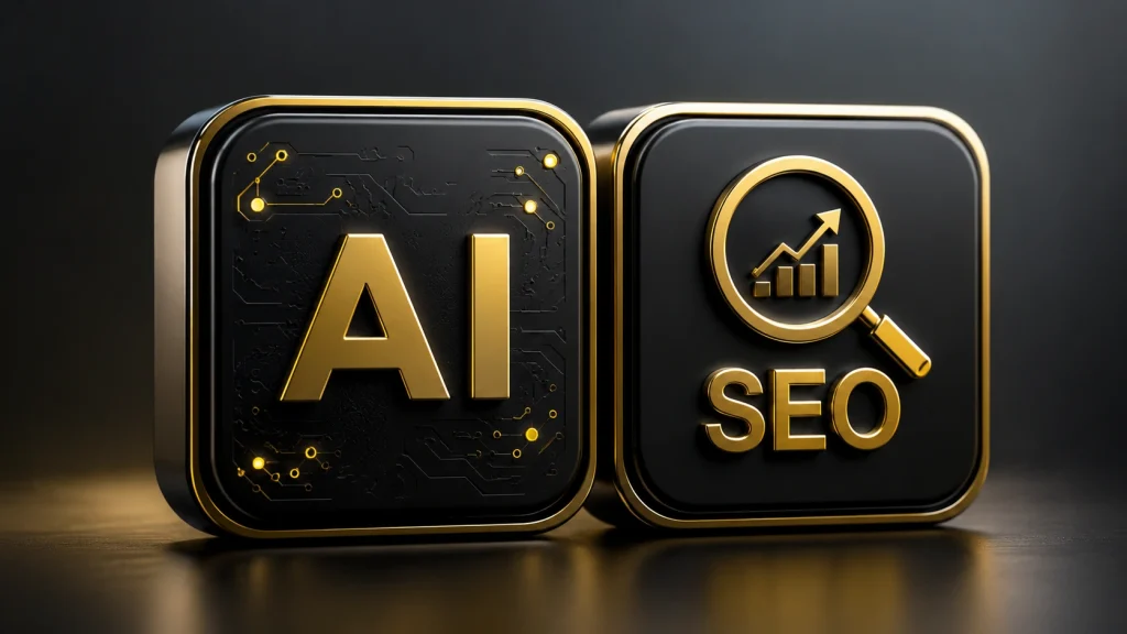 AI SEO Canada gold AI and SEO icons