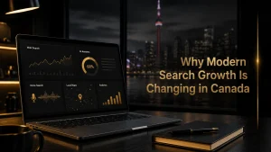 AI-first SEO agency visual showing modern search trends and digital growth in Canada