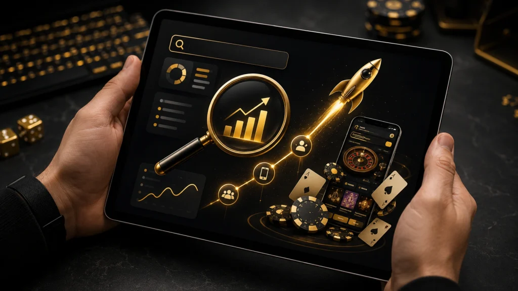 What is the iGaming industry shown with tablet SEO data and platform discovery