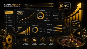 iGaming Alberta SEO performance dashboard with growth charts