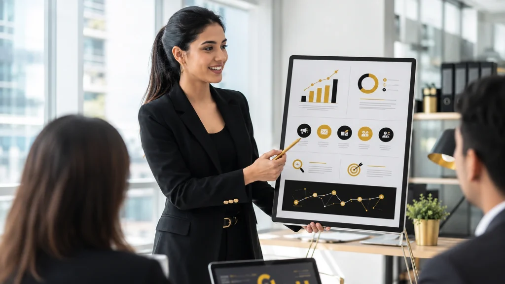 Marketing specialist presenting strategy for a digital marketing agency Vancouver