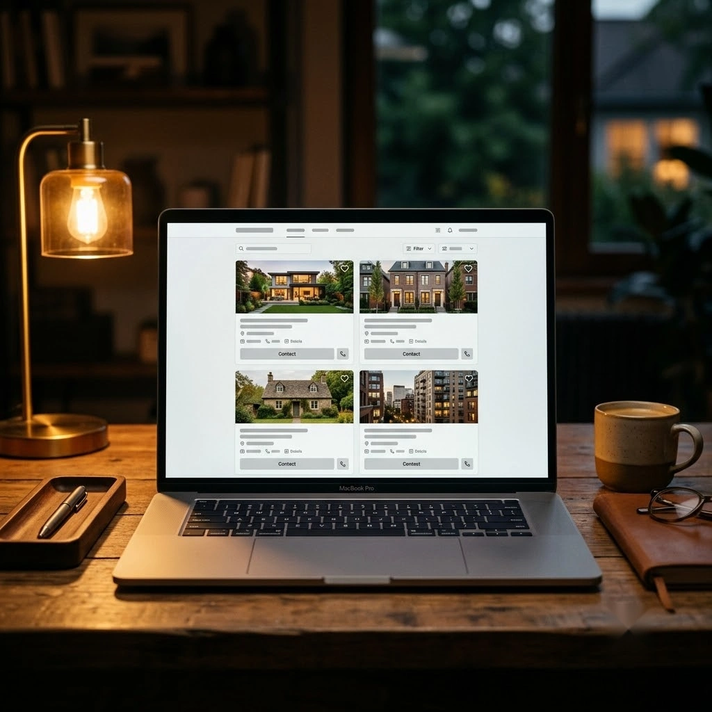 Modern real estate website optimized with AI-driven Real estate SEO services to improve search rankings and lead generation.