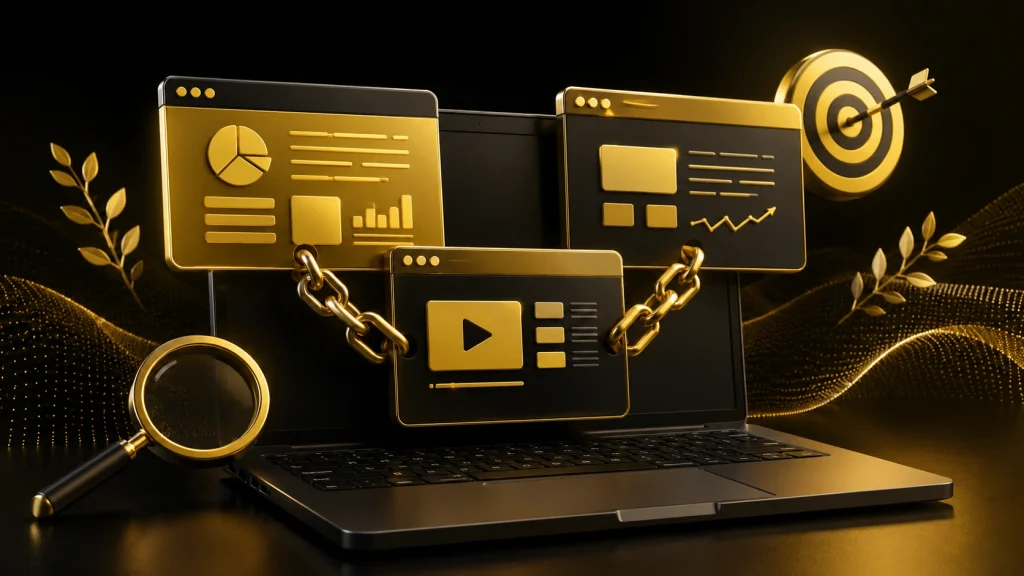 3D link-building concept for iGaming SEO services