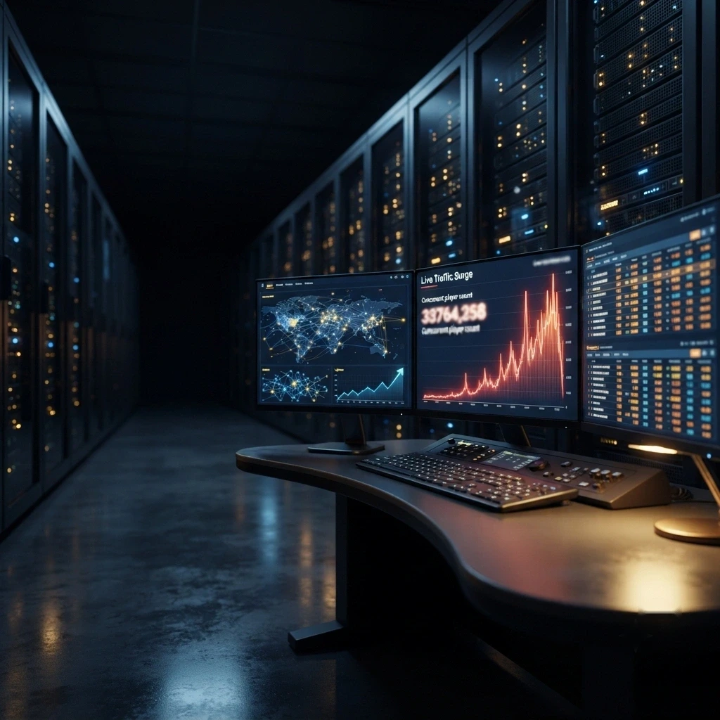 Top Premier cloud-infrastructure - AI SEO dashboard for iGaming industry solutions showing traffic growth, server performance and global search data