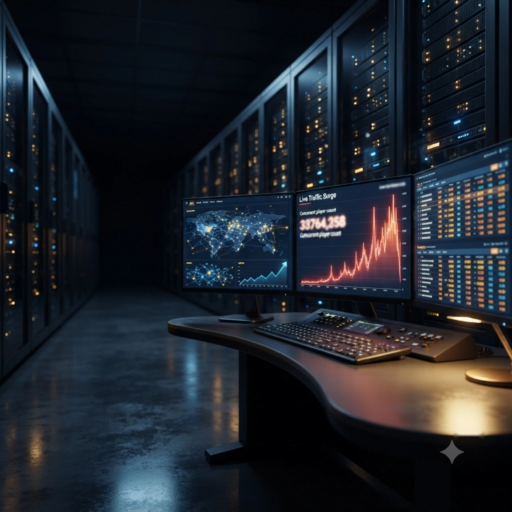 Top Premier cloud-infrastructure - AI SEO dashboard for iGaming industry solutions showing traffic growth, server performance and global search data