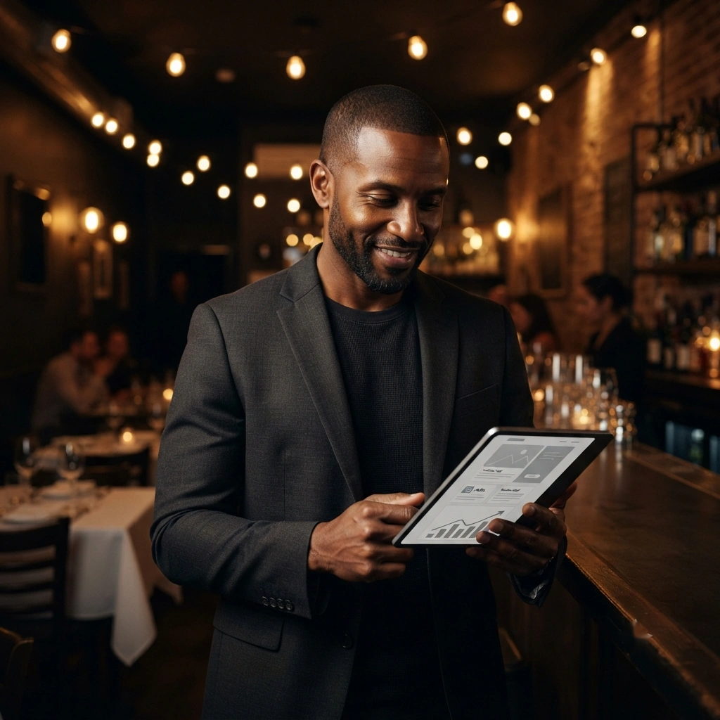 Local business owner using multi-channel campaign insights to increase nearby customer visits