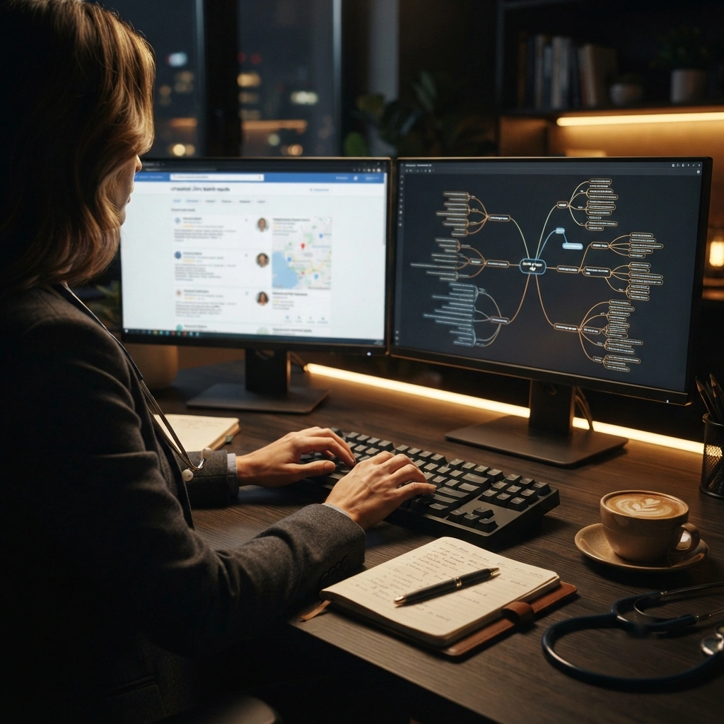 Healthcare SEO specialist using ai seo canada tools for content planning and local search strategy