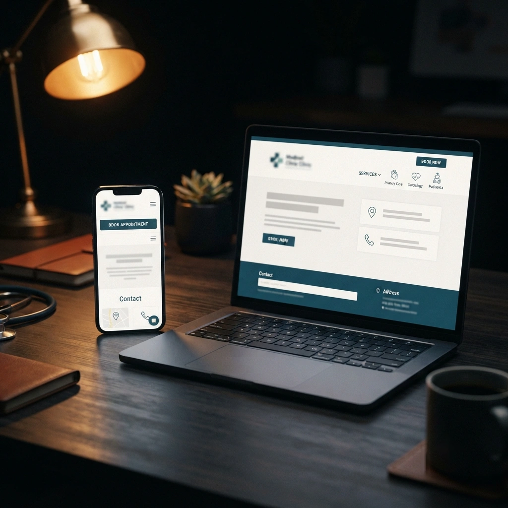 Mobile and desktop clinic website optimized by Top Premier Cloud for healthcare search visibility
