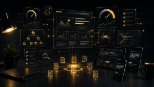 SEO services interface for technical audits, site speed, indexing, and responsive design