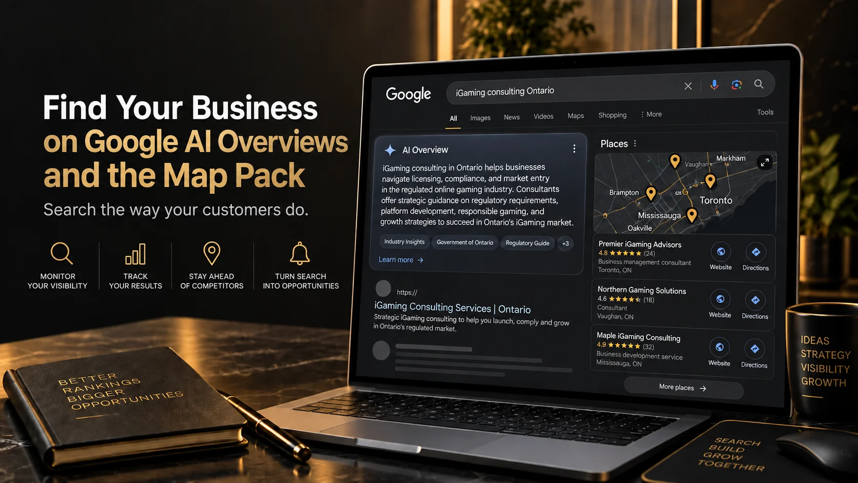 Google Maps Visibility across AI Overviews and local Map Pack results in Ontario