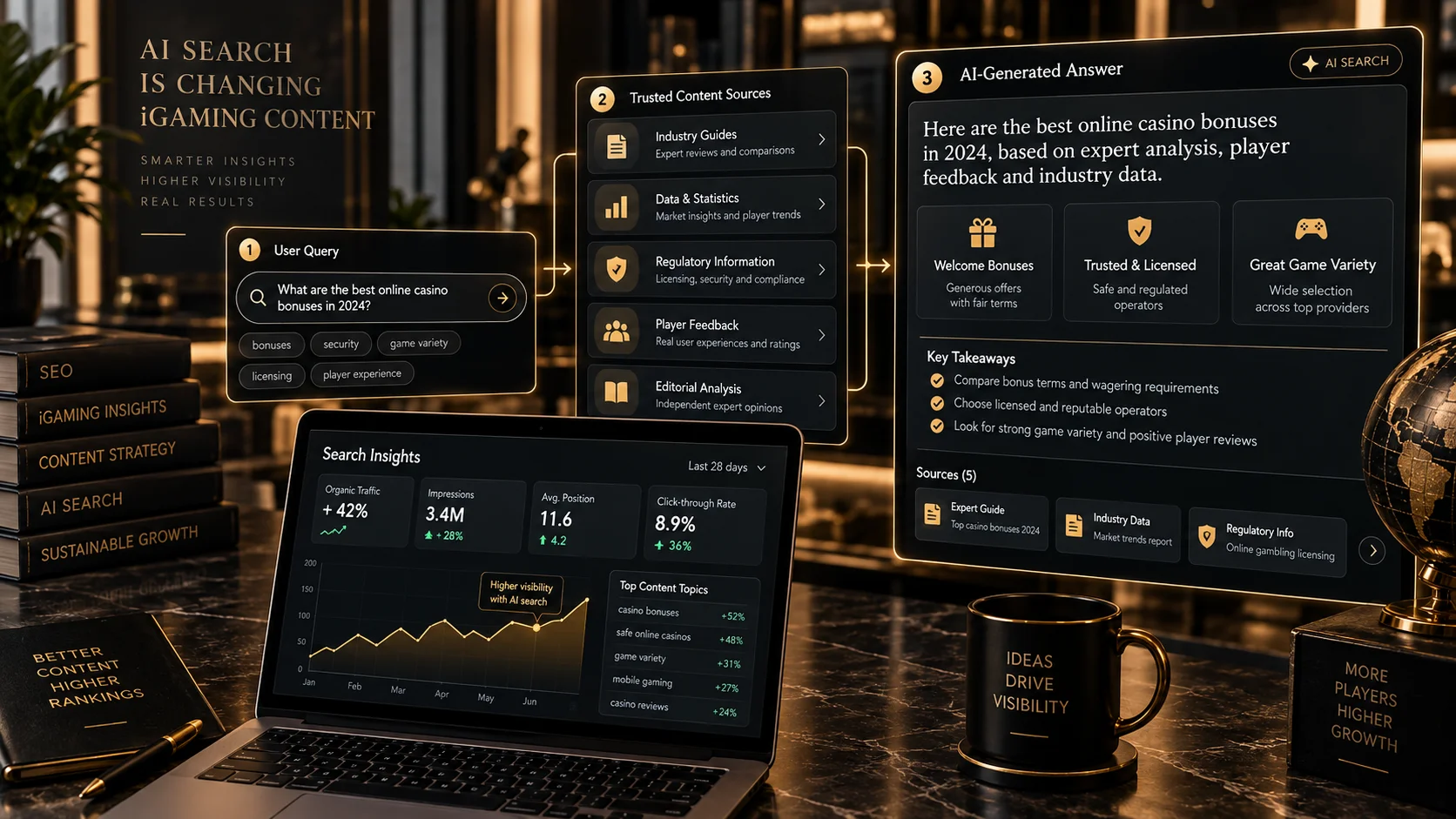 iGaming SEO content showing how trusted sources support AI search visibility