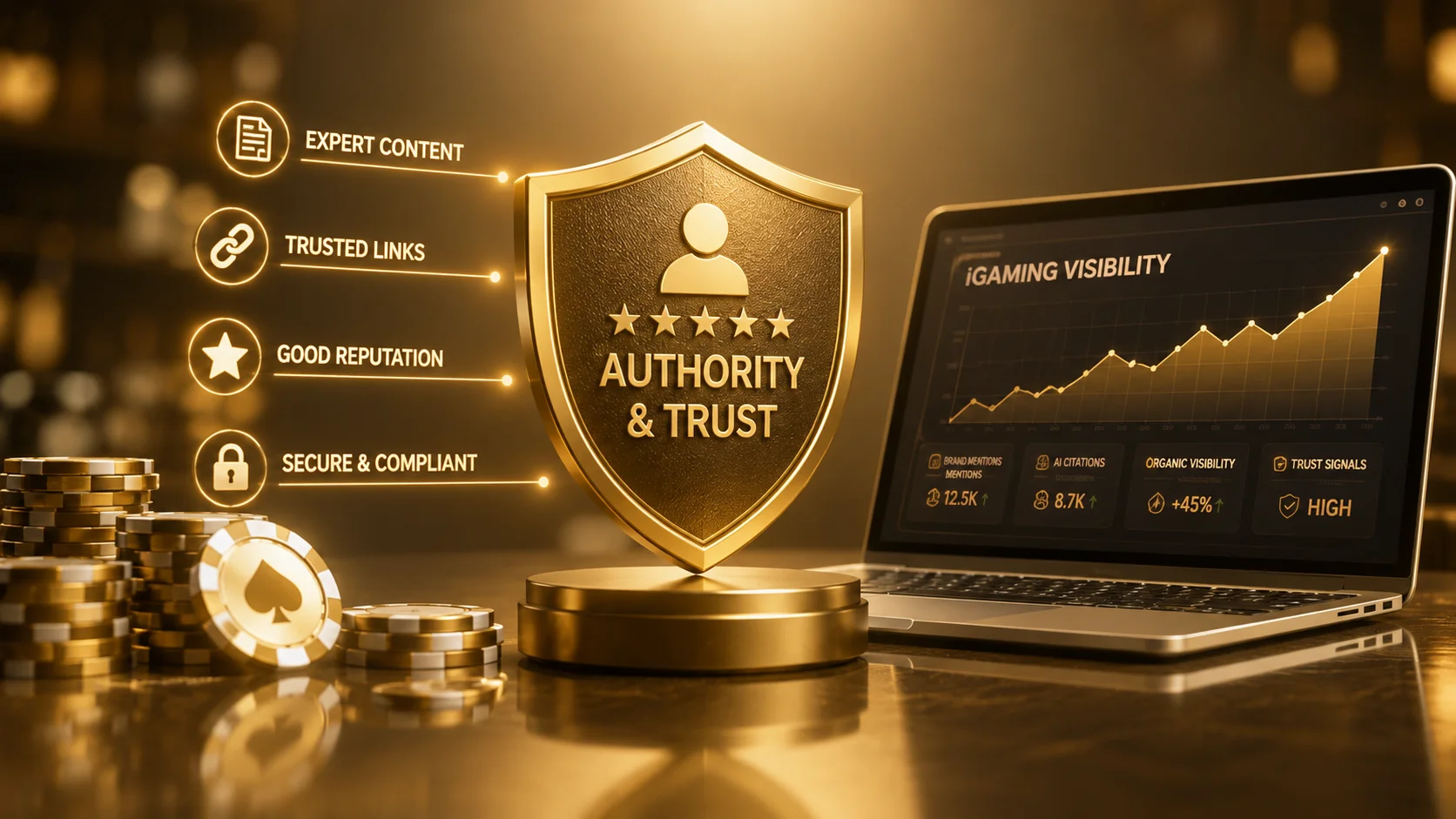 AI Search Optimization for Alberta iGaming: Build Trust & Reach 2 AI search optimization concept with iGaming trust signals, links, and visibility growth