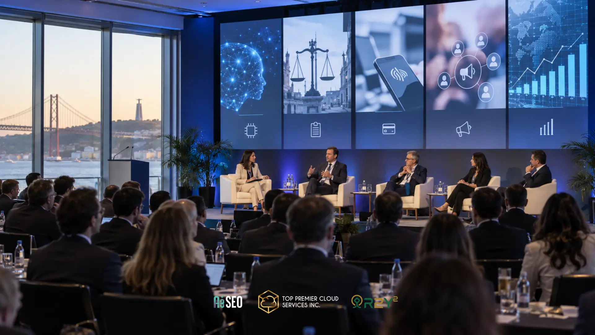Top Premier Cloud at SBC Summit Lisbon 2026: Connecting with the Future of iGaming 3 Business leaders discussing AI, digital technology, marketing, and growth solutions in Lisbon.