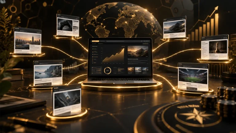iGaming SEO link building network connecting websites to improve authority and visibility.